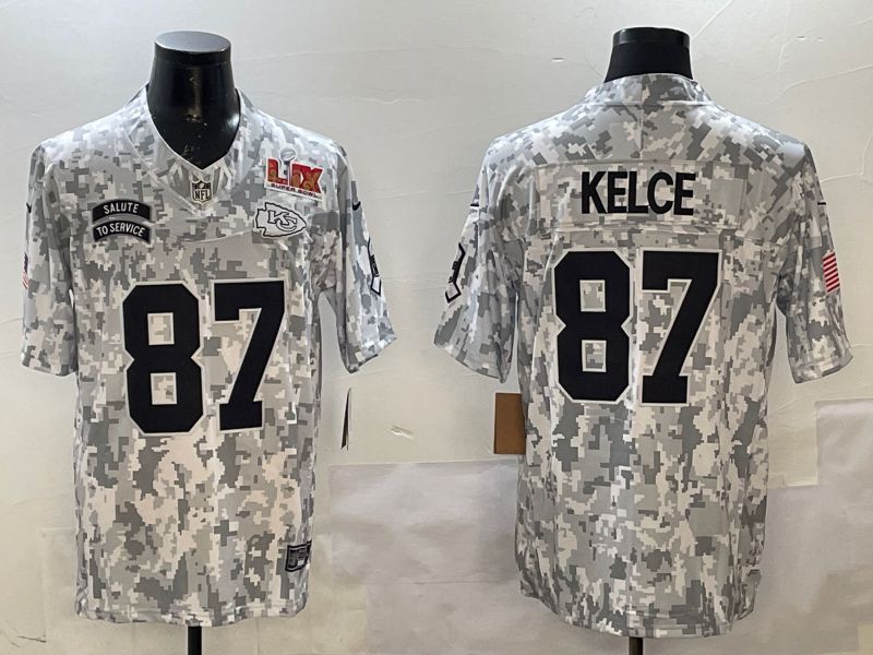 Men Kansas City Chiefs #87 Kelce Camo 2025 Nike Salute to Service Limited NFL Jersey style 3